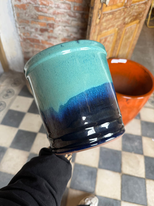 Lily degrade azul/verde (sin orificio de desagüe)