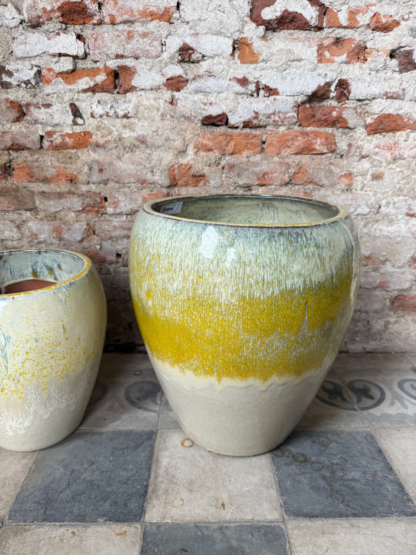 Ánfora Banco tiza y Amarillo suave